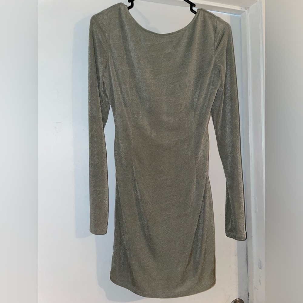 Long sleeve green mini dress